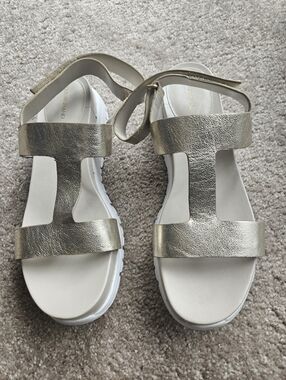 Cole Haan Metallic Gold Women's T-Strap Platform Sandals